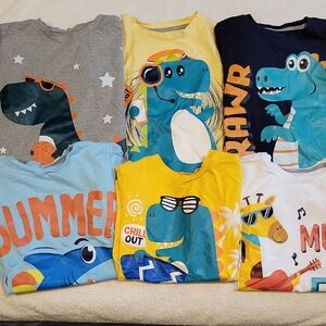 5T Dinosaur and Animal Graphic T-Shirts, Set Of 6